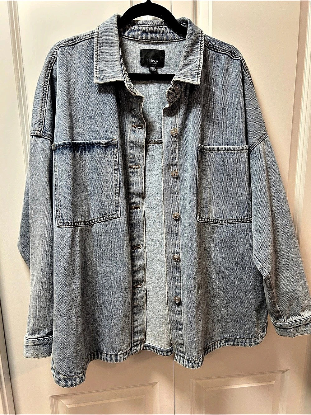 Hudson Denim Oversized Shirt Jacket in Blue Size XL Like New